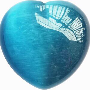 1 Pcs Blue Cat's Eye Stone Palm Worry Carved Heart Love Stone,1.57 inchs Crystal
